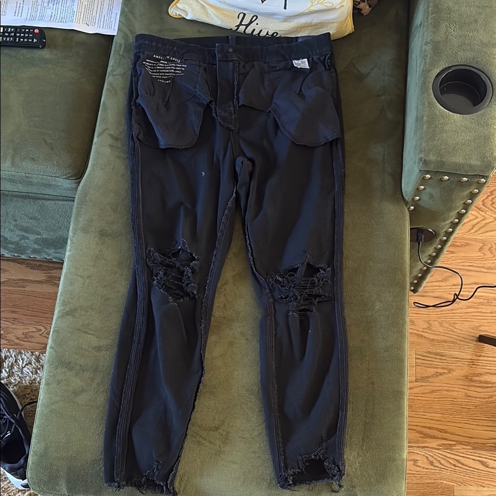 American Eagle Outfitters Black Ripped Skinny Jeans